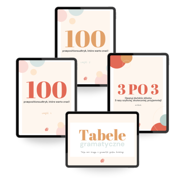 FULL PAKIET: 2 e-booki o przyimkach, Workbook „3 po 3” i Tabele gramatyczne Premium