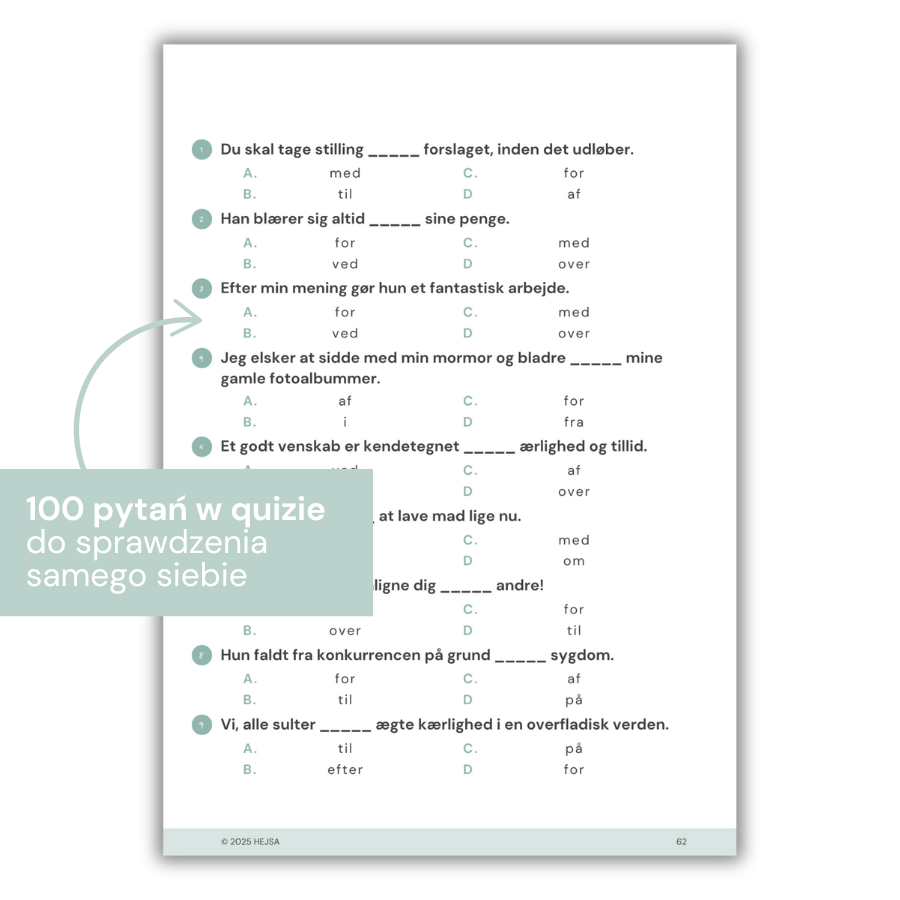 “100 præpositionsudtryk, które warto znać!” - część 2 - e-book + fiszki